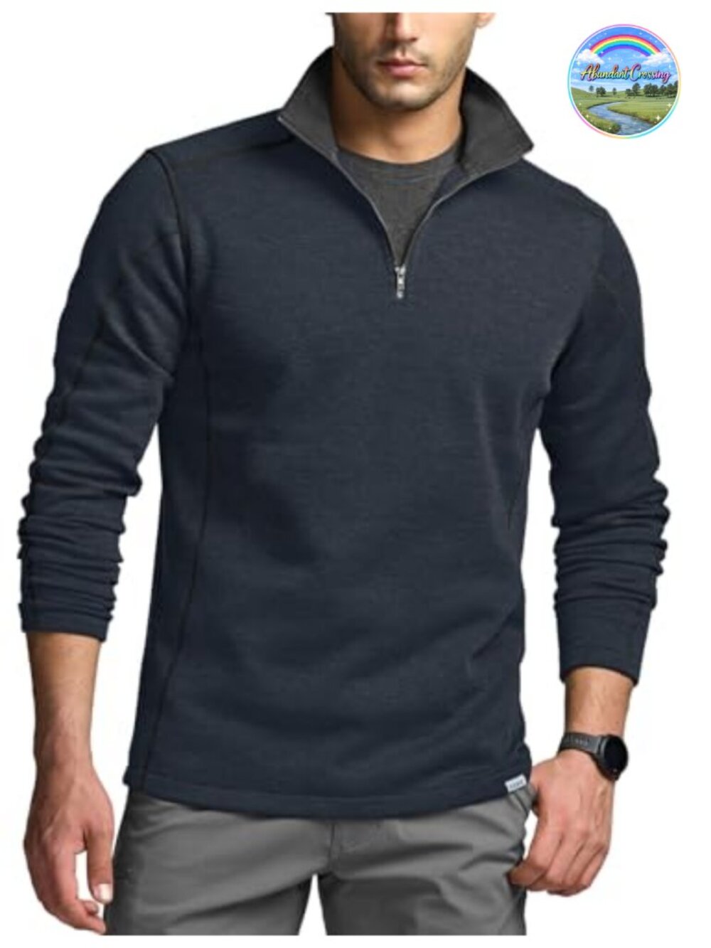 Men's Quarter Zip Fleece Pullover Sweater, Lightweight Thermal Long Sleeve with